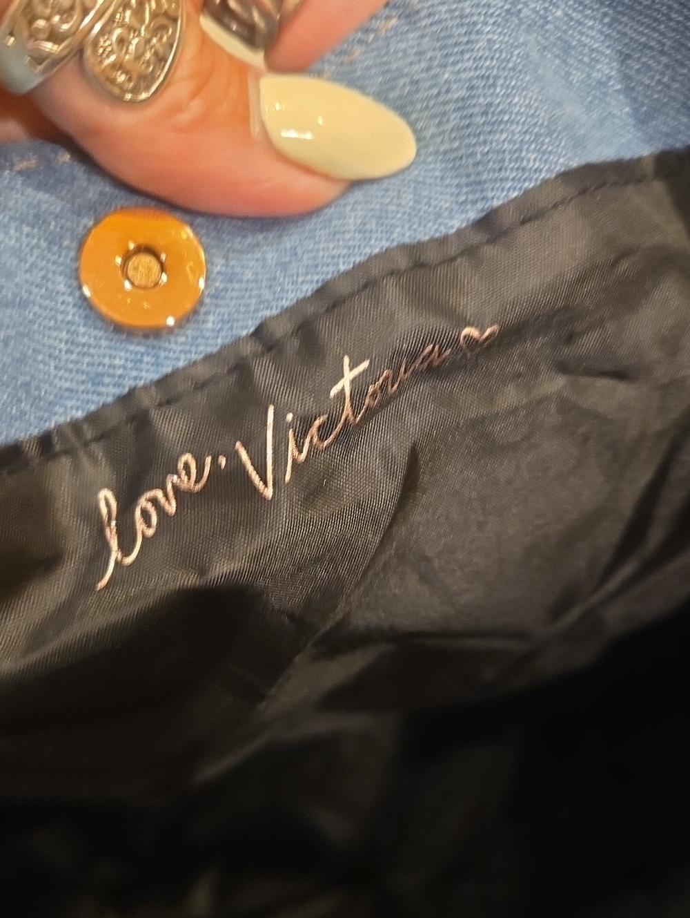 New Victoria's Secret Studded Denim Blue Tote Bag - Picture 6 of 12